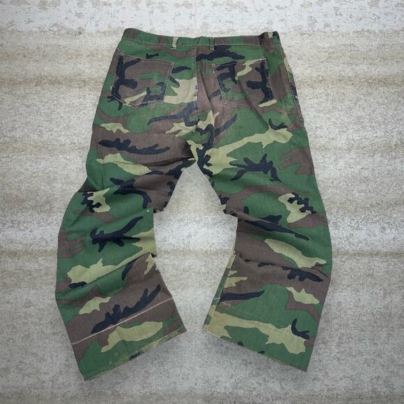 Vintage Bass Pro Camo Tactical Pants Baggy Fit Crazy Woodland Pattern 90s